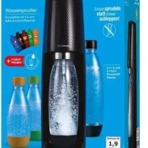 SodaStream Easy + 4 Flaschen + 5 Pepsi Sachets Trinkwasser-Sprudler Schwarz 6